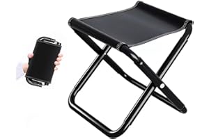 Jinfanshurich Klapphocker Schwarz, 150 KG Belastbar Campinghocker Faltbar, Falthocker verstärkter Kohlenstoffstahlrahmen.