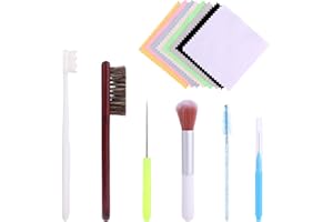 Sinbana 14 Pièce Kit Nettoyage Bijoux, 5 Brosses 1 Poinçon 8 Chiffons de Polissage Ensemble D'outils de pour Bagues or Argent Sterling Dépoussiérage Rapide ou Nettoyage en Profondeur