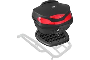 VEVOR Boîte supérieure de moto universel durable en PP, coffre de rangement arrière moto amovible étanche 48 L avec base multi-trous, adapté à 99% des cadres de moto