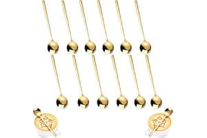 BULL TIGER PRESTIGE 12 Pezzi Cucchiaini da Caffè, Da tè Demitasse, Cucchiaini da Tè in Acciaio Inossidabile, Cucchiaino da Caffè Classico Piccoli, Cucchiaino da Tè per dessert, caffè, gelato (13 cm, dorato)