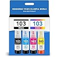 103 Ink Bottle 4-colour Multipack 103 Ink Replacement for EcoTank L1110 L3110 L3111 L3150 L3151 L3156 L3160 L5190 Printer (Black, Magenta, Cyan, Yellow)