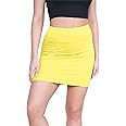 janisramone® Women's Mini Skirts, Elasticated Micro Skirt, Y2k Bodycon High Waist Mini Skirt, Plain Pencil Stretchy Sexy Skirt