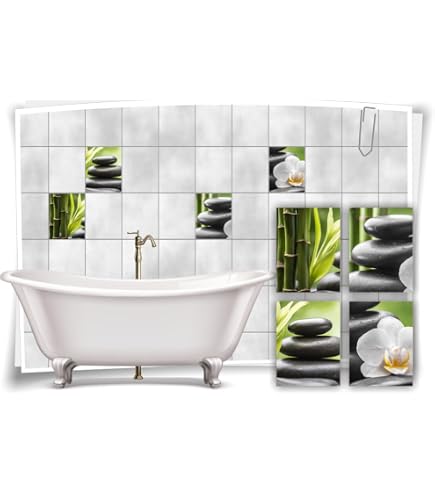 Amazon.de: Medianlux Fliesen-Aufkleber SPA Wellness Steine Bambus Wasser  Grn Schwarz Bad WC Deko, 20x25cm fp5p389h-133526