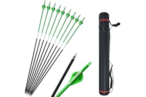 SHARROW 12pcs Freccia di Carbonio 30 Pollici con Faretra Freccia Spine 500 Tiro con L'Arco in Carbonio Frecce per Arco Ricurvo Compound