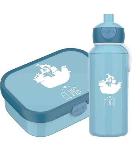 Mepal Brotdose & Trinkflasche Personalisiert – Mit Fuchs-Silhouette & Namen, BPA-frei, Für Schule & Kindergarten