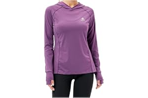 HDTIYUYP Womens Long-Sleeve Running Tops - Ladies Thermal Sports Hoodie with Zip Pocket Fitness Shirts UV Hiking T-shirt Outdoor Sports Top with Thumb Hole
