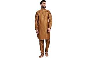 SKAVIJ Herren Dupion Art Seide Kurta Pyjama Set Partei Tragen Ethnisch Outfit Kleid
