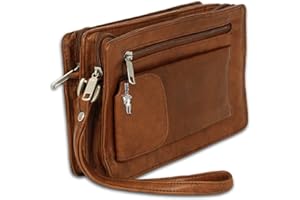 DrachenLeder Geldbörse Handgelenktasche tan braun Herren Leder 20x12x7 D4OTJ512C Handgelenktasche