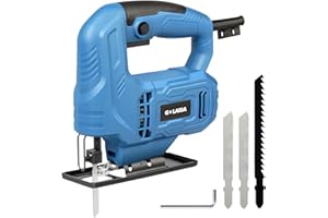 G LAXIA Jigsaw 400W 3000SPM Power Jig Saws Bevel Cutting: -45 ° to 45° Wood Cutter Machine with Wood Metal Cutting Blades