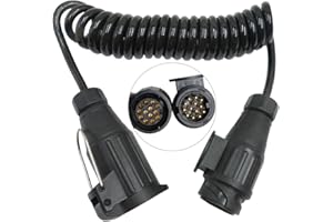 ‎TECHFECTION Techfection 13 polig Anhänger Verlängerungskabel 3m Anhänger Adapterkabel Stecker auf Buchse Kupplung Spiralkabel Verbindungskabel für Caravan RV Wohnmobil Traktor Wohnwagen PKW Bootstrailer KFZ