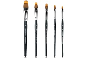 Fuumuui 5pcs Dual-Layer Synthetic Filbert Grainer Brush Set for Unique Texture Painting Perfect for Artists Acrylic, Watercolor and Oil