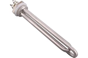 DERNORD 24V 600W DC Submersible Water Heater Element Stainless Steel Heating Element with 1 Inch BSP Thread Fitting Double U Type