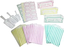 Jumbo Candy Bar dulces Juego para Boda, Fiesta, fija – 3 ranuradora, 30 bolsas, 3/Atril carteles, 30 etiquetas, 1 grandes Banner/banderines, en 3 colores Candy fresco