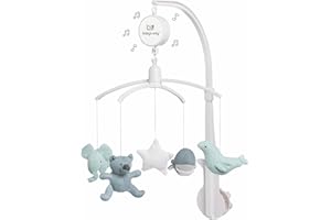 BO BABY'S ONLY Baby's Only - Mobile musical Baby - Avec figurines tricotées - Boîte à musique bébé - Facile à installer - Mobile bébé avec musique - Pour garçons et filles - Stonegreen/Mint