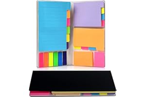 AONAT Sticky Note Set, 402 Sheets Self-Stick Divider Memo Notes Pads Bookmark Writing Label Colourful Markers Bookmark with PET Index Lable for Work Teachers Students Office Stationary Supplies