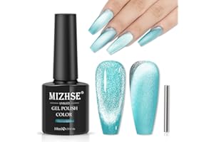 ‎MIZHSE MIZHSE Cat Eye Nail Polish Meerblau Katzenaugen Gel Diamond Cat Eye Nagelgel UV/LED Magnetischer Gel Nagellack Reflektierendem mit 1 Magnet 10 ml*1