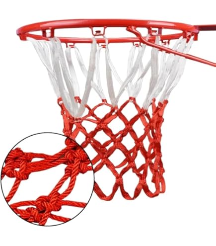 TSHAOUN Rete Da Basket 12 Anelli - Set Di 4 Reti Tricolori Per Canestri Interni Ed Esterni - Foto 13