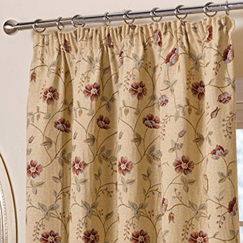 Emma Barclay Banbury Floral Woven Pencil Pleat Lined Curtains, Multi, 90 x 90 Inch