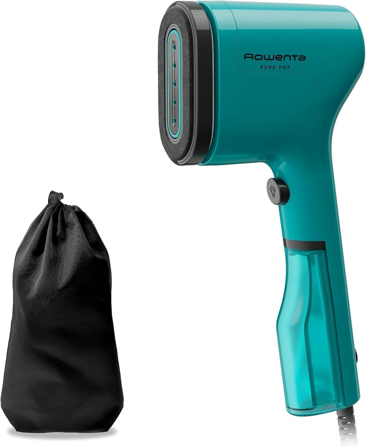 Rowenta Pure Pop - Plancha de vapor de 1300 W con salida de vapor de hasta 20 gr/min que plancha y purifica, elimina pelusas y pelo, cabezales reversibles, diseño para viaje, color verde, DR2024