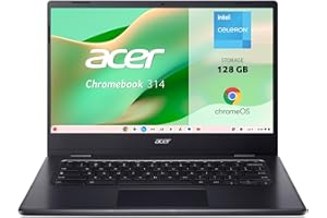 Acer Chromebook CBOA314 - Ordenador Portátil de Google 14" FullHD (Intel Celeron N4500, 4GB RAM, 128GB SSD, ChromeOS) Negro, QWERTY + 3 meses de Google AI Pro con Gemini Pro y 2TB de almacenamiento