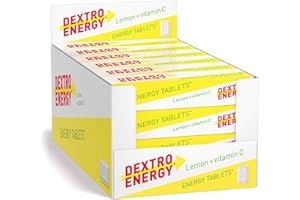 Dextro Energy Lemon Tablets Fast Acting Carbohydrates for a Quick Burst of Glucose with Vitamin C for reduction of tiredness and fatigue Vegan 47g (Pack of 24)