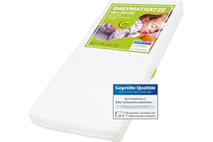 ‎KINDERWELT KiNDERWELT Babymatratze 90x40 cm, Schaumkernmatratze, Matratze für Babybett, Schaumstoffmatratze Baby und Neugeborene, Made in Germany