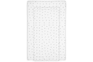 BEDEBYES Baby Changing Mat, Grey Stars Deluxe Waterproof with Raised Padded Edges, Uniquely Designed, Easy Wipe Clean a Perfect, Practical Addition to Your Nursery 75cm x 47.5cm x 5cm