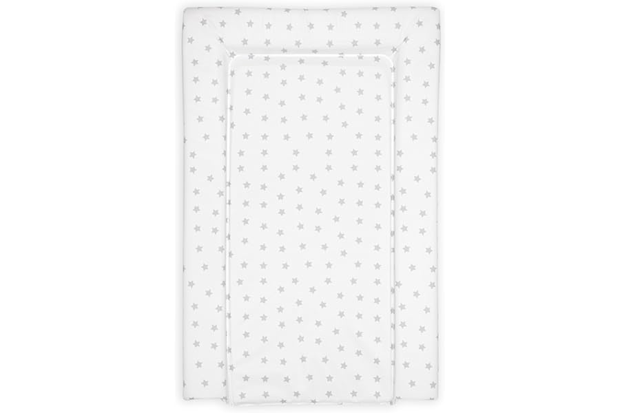 Baby Changing Mat, Grey Stars Deluxe Waterproof with Raised Padded Edges, Uniquely Designed, Easy Wipe Clean a Perfect, Practical Addition to Your Nursery 75cm x 47.5cm x 5cm