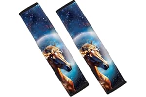 Coloranimal Galaxy Starry Night Universe Car Seat Belt Pads Animal Horse Seat Belt Protector Cover Pads Comfort Shoulder Cushion Pack of 2