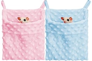 Meow&Woof Sugar Glider Bonding Pouch Carrier Bag Sling with Adjustable Strap for Gliders Ferret Rat Hedgehog Hamster Small Pets -sleepbag2pack- Pink&Blue