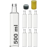 Afracam 500 ml Şeffaf Dorika Kilitli Kapaklı ve Kap&uuml;şonlu Boş Cam Şişe 6 Adet
