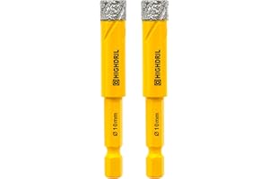 HIGHDRIL Dry Diamond Drill Bits 6mm 1/4" with Hex Shank for Granite Marble Porcelain Tile Ceramic