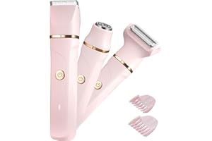 RAXMETRY Afeitadora Mujer, 3 en 1 Depiladora facial mujer y Rasuradora Mujer zona intima, Recargable Depiladora IndoloroMujer zona Intima para Bikini Axilas Brazos, IPX7 Impermeable