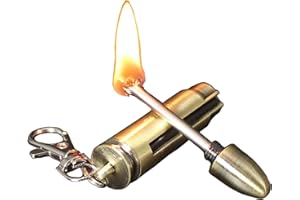 YOVALO Permanent Match Keychain Lighter,Keychain Flint Metal Matchstick Fire Starter,Waterproof Flint Fire Starter, Emergency Survival Equipment for Barbecue Camping(Sold without Fluid)