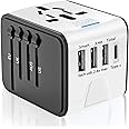 Disgian Travel Adapter, Universal International Power Adapter with 3USB Port And Type-C International Wall Charger Worldwide AC Power Plug for Multi-nation Travel UK, EU, AU Over 200 Countries (White)