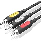 VTOP Câble Audio/Vidéo 3 x RCA Mâles vers 3X RCA Mâles - Câble rallonge 3X Prise RCA à fiche 3 x RCA Vidéo Audio Composite TV