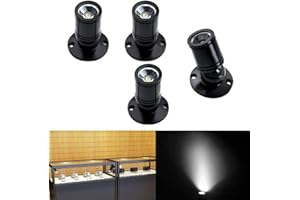 AUDOR Small Recessed Mini Spotlight 4-Pack, 1W LED Ceiling Spotlight Swivel Mini Recessed LED Downlight Aluminum Spot LED Set with Transformer Cool White for Wine Cabinet/Cupboard/Kitchen/Living Room -Black