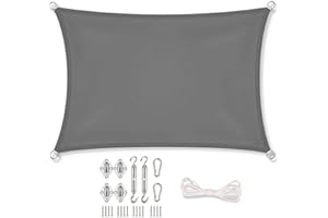 VIVANUTRIA Stonehill Sonnensegel Rechteck 3 x 4 m + GRATIS (!) Befestigungsmaterial | Farbe anthrazit | für Garten, Balkon & Terrasse | Sonnenschutz | Wetterschutz | wasserabweisend | PES | Polyester