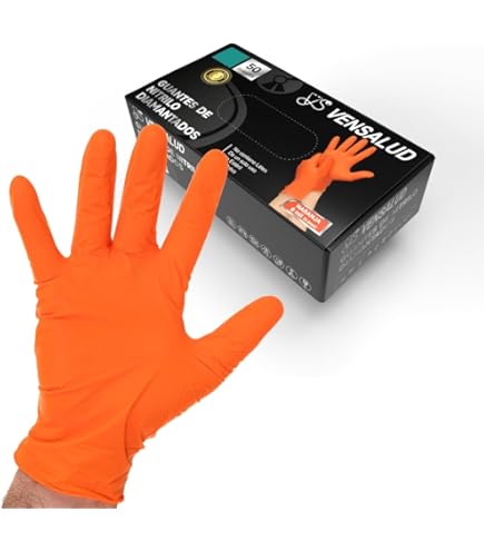 Guanti Da Lavoro Antiscivolo GUANTI NITRILE 50pz ARANCIO DIAMOND GRIP NEW MED S/POL (XL) - GUANTI Guanti Estivi - Foto 3