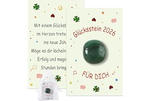 BOFUNX Neujahr Glücksstein Geschenk, Glücksstein + Karte + Organzasäckchen, Kinder Neujahr Geschenk Glücksbringer