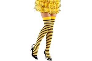 NET TOYS sobre Medias DE Abeja Sexy Medias Negro-Amarillo autosujeción Accesorios de Vestuario de Medias para Mujer