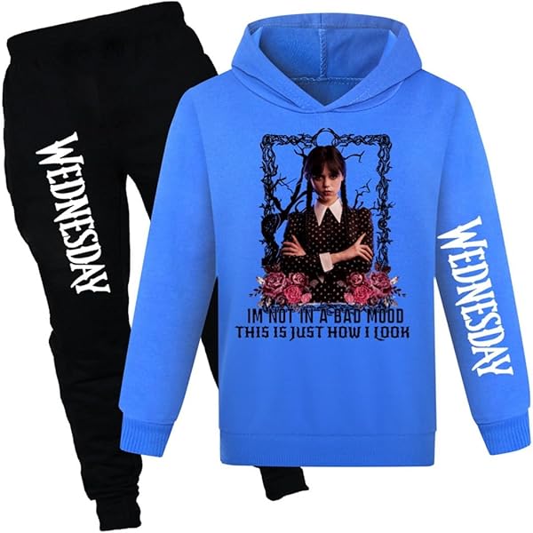 Drola Wednesdays Sweat à Capuche Addams,Impression 3D Série Télévisée Pull Hiver Sweat à Capuche Manches Longues Pour