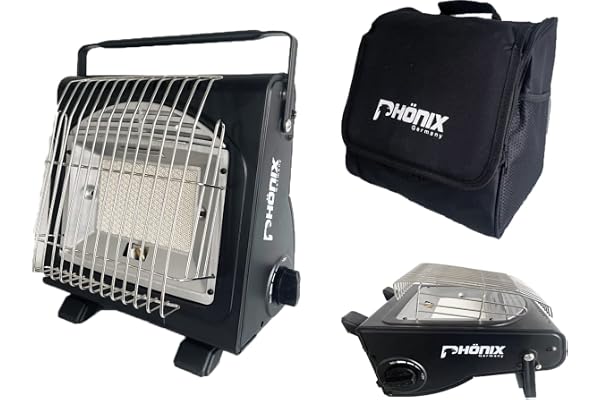 PHönix PH-100 Radiateur à gaz 1,7 kW en céramique pour camping + sac