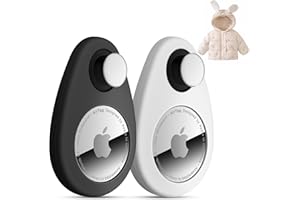 dibdib Airtag Holder Hidden 2 Pack GPS Tracker Case, Anti-Removal Airtag Silicone Case with Pins, Suitable for Children, Elderly, Pets, Backpack, Luggage(Black, White)