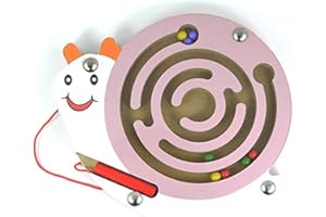 FunnyGoo Mini Pen Driving Labyrinth aus Holzperlen für Kinder ab 3 Jahren - Perfect Xmas (Pink Snail)