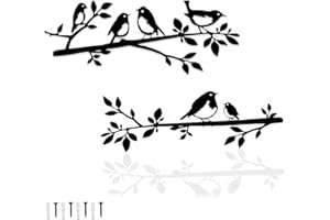 Pduoduo Arte de pared de metal con pájaro en rama, pájaros amorosos en una rama, silueta de pájaro de metal para sala de estar, jardín, dormitorio, oficina, decoración de pared (2 piezas)