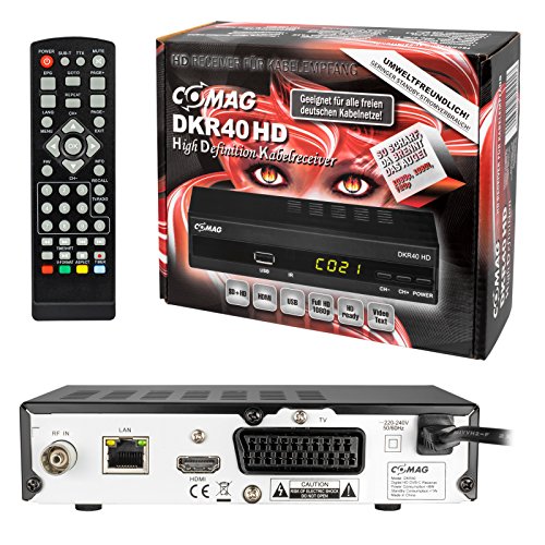 Kabel Receiver Kabelreceiver – DVB-C HB-DIGITAL SET: COMAG DKR40HD HD Receiver für digitales DVB-C Kabelfernsehen (HDMI, SCART, USB 2.0, Coaxial S/PDIF, Mediaplayer) + 5m HDTV Antennenkabel vergoldet mit Mantelstromfilter schwarz + HDMI Kabel - 3