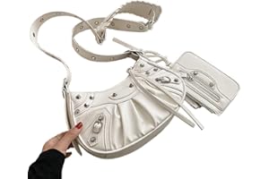 KFZR Ladies Shoulder Bag Gothic Rivet Tote Crossbody Messenger Pu Leather Studded Handbag For Women Adjustable Strap