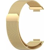 Huawei Watch Fit 2 Uyumlu Kordon Hasır Metal &Ouml;rg&uuml; Işlemeli Mıknatıslı Kayış