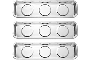 KEBITEDAMAI 3 Pz Vassoio Magnetico in Acciaio Inossidabile, Vassoi Magnetici in Acciaio Inox, Vaschetta Magnetico per Dadi e Bulloni Utensili in Metallo Strumento (22,6 x 6,5 cm)